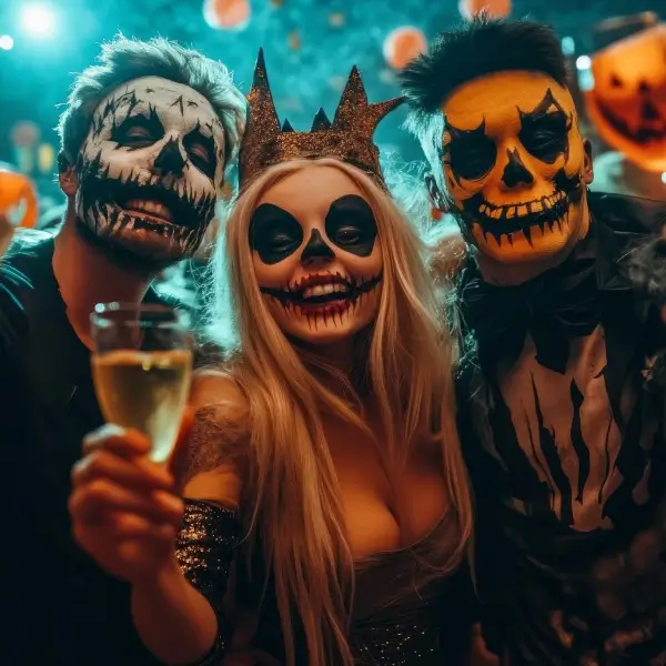 swingers in costumes in nightclub